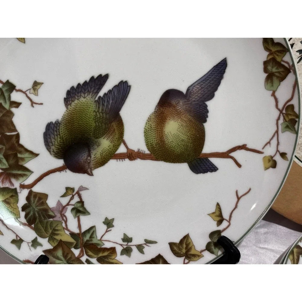 Song Bird Salad Plates Set of 5 Ivy and Birds Botanical Design 8